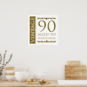 ファンシーヴィンテージ90誕生日 ポスター (キッチン)