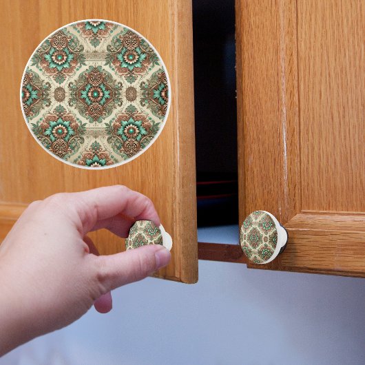 ファンシー伝統的フローラ セラミックノブ