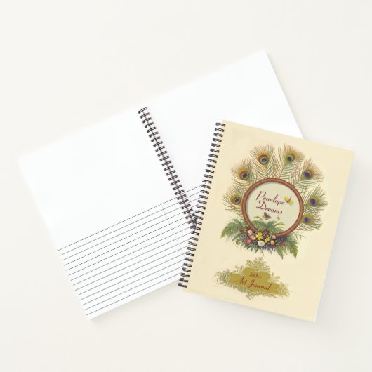 ファンシー孔雀の羽の動植物アートジャーナル ノートブック (内部)