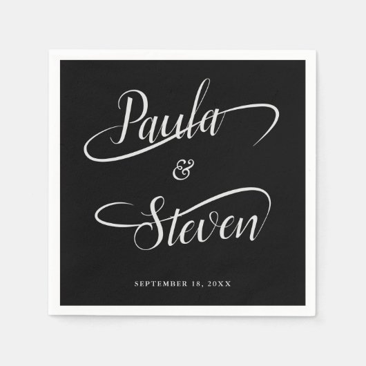 ファンシー手書きスワッシュ書結婚道 スタンダードカクテルナプキン (正面)