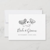 ファンシー春の結婚式RSVP応答カード 出欠カード (裏面)