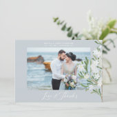 ファンシー植物枝結婚写真 サンキューカード (スタンド正面)