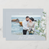 ファンシー植物枝結婚写真 サンキューカード (正面/裏面)