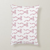 ファンシー水彩ピンク弓パターン アクセントクッション (裏面(縦))