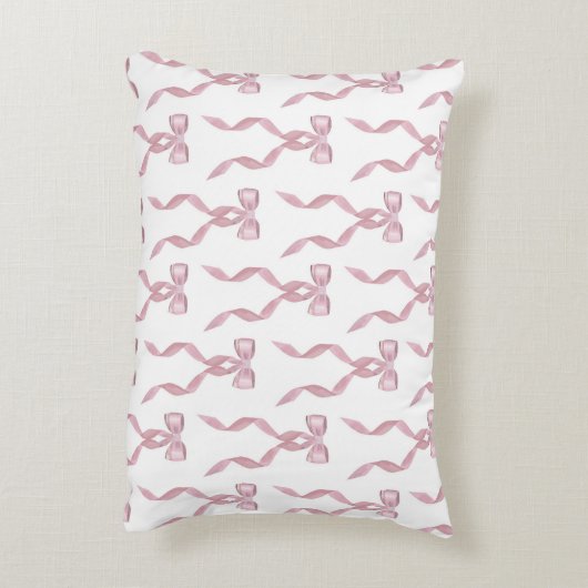 ファンシー水彩ピンク弓パターン アクセントクッション (裏面(縦))