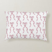 ファンシー水彩ピンク弓パターン アクセントクッション (裏面)