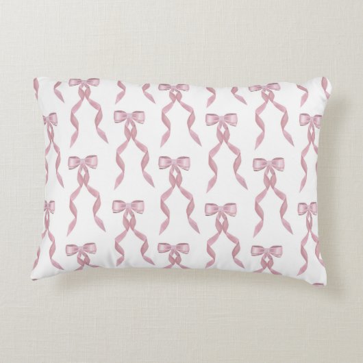 ファンシー水彩ピンク弓パターン アクセントクッション (裏面)