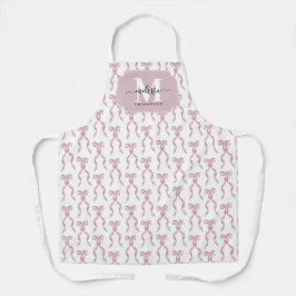 ファンシー水彩ピンク弓パターン エプロン