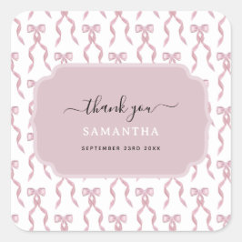 ファンシー水彩ピンク弓パターン スクエアシール