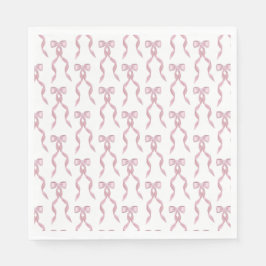 ファンシー水彩ピンク弓パターン スタンダードランチョンナプキン