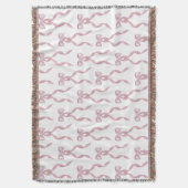 ファンシー水彩ピンク弓パターン スローブランケット (正面縦)