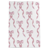 ファンシー水彩ピンク弓パターン ミディアムペーパーバッグ (裏面)