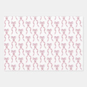 ファンシー水彩ピンク弓パターン ラッピングペーパーシート (正面3)