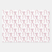 ファンシー水彩ピンク弓パターン ラッピングペーパーシート (正面2)