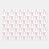 ファンシー水彩ピンク弓パターン ラッピングペーパーシート (正面)