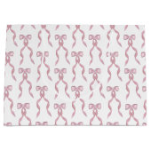 ファンシー水彩ピンク弓パターン ラージペーパーバッグ (正面)