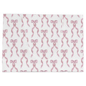 ファンシー水彩ピンク弓パターン ラージペーパーバッグ (裏面)