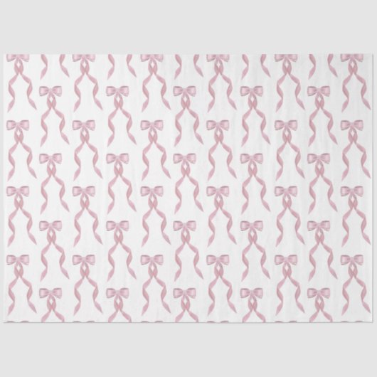 ファンシー水彩ピンク弓パターン 薄葉紙 (正面)