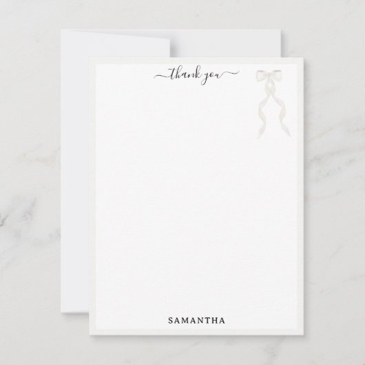 ファンシー水彩白弓パーソナライズされた サンキューカード (正面)