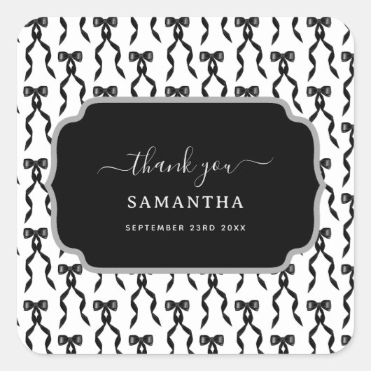 ファンシー水彩黒弓パターン スクエアシール (正面)