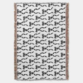 ファンシー水彩黒弓パターン スローブランケット (正面縦)