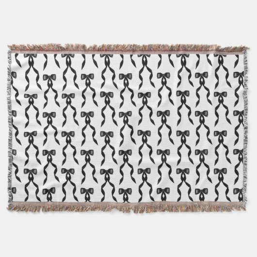 ファンシー水彩黒弓パターン スローブランケット (正面)