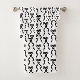 ファンシー水彩黒弓パターン バスタオルセット