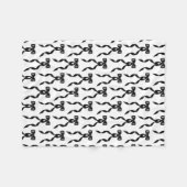 ファンシー水彩黒弓パターン フリースブランケット (正面(横))