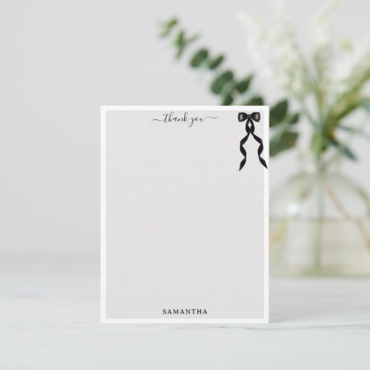 ファンシー水彩黒弓パーソナライズされた サンキューカード (スタンド正面)