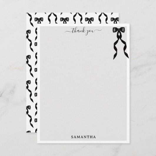 ファンシー水彩黒弓パーソナライズされた サンキューカード (正面/裏面)