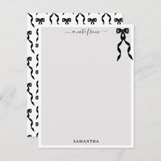 ファンシー水彩黒弓パーソナライズされた ノートカード (正面/裏面)