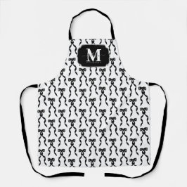 ファンシー水彩黒弓モノグラムの エプロン