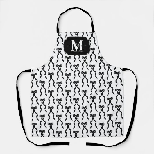 ファンシー水彩黒弓モノグラムの エプロン (正面)