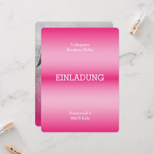 ファンシー淡い色の赤霧招待状 招待状 (正面/裏面インサイチュ)