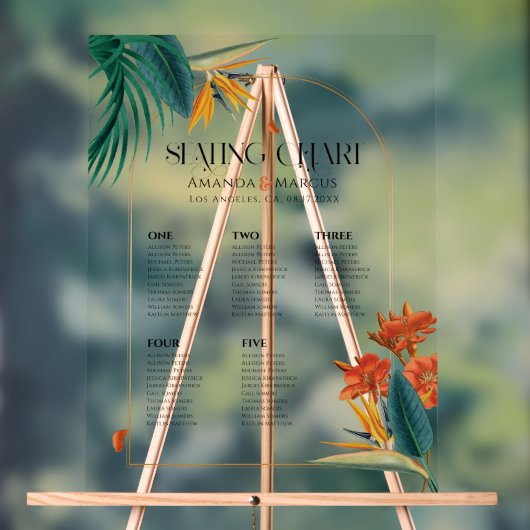 ファンシー熱帯の花結婚の歓迎 アクリルサイン (ニュートラル)