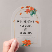 ファンシー熱帯の花結婚の歓迎 アクリル招待状 (インサイチュ (ポータブル))