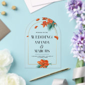 ファンシー熱帯の花結婚の歓迎 アクリル招待状 (インサイチュ (ウェディング))