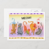 . .ファンシー猫が家に新たに ポストカード (正面/裏面)