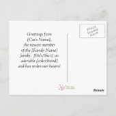 . .ファンシー猫が家に新たに ポストカード (裏面)