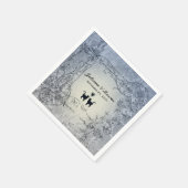 ファンシー猫好きヴィンテージ青パーソナライズされた スタンダードカクテルナプキン (角)