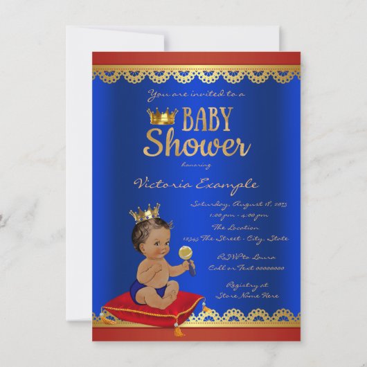 ファンシー王室の王子の赤ちゃんシャワー 招待状 (裏面)