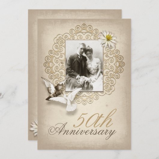 ファンシー結婚周年記念 招待状 (正面/裏面)