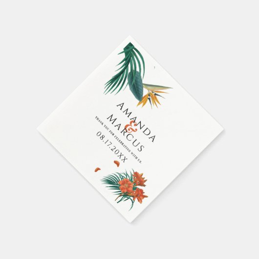 ファンシー結婚熱帯の花 スタンダードカクテルナプキン (角)