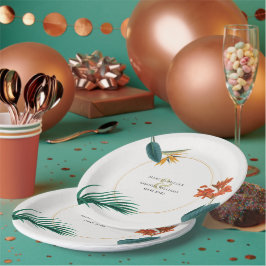 ファンシー結婚熱帯の花 ペーパープレート