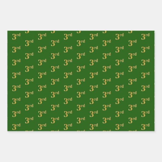 ファンシー緑、グレー、紫、フェイク金ゴールド第3イベント番号 ラッピングペーパーシート (正面)