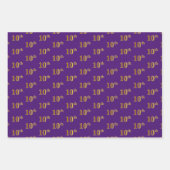 ファンシー緑、グレー、紫、フェイク金ゴールド10番目のイベント番号 ラッピングペーパーシート (正面3)