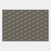 ファンシー緑、グレー、紫、フェイク金ゴールド10番目のイベント番号 ラッピングペーパーシート (正面2)