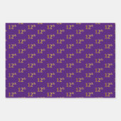 ファンシー緑、グレー、紫、フェイク金ゴールド12番目のイベント番号 ラッピングペーパーシート (正面3)