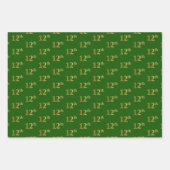 ファンシー緑、グレー、紫、フェイク金ゴールド12番目のイベント番号 ラッピングペーパーシート (正面)