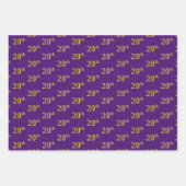 ファンシー緑、グレー、紫、フェイク金ゴールド20番目のイベント番号 ラッピングペーパーシート (正面3)